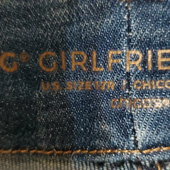 Chico's So Slimming Girlfriend Slim Leg Ankle Animal Print Trim Size 12R Jeans - Picture 8 of 14